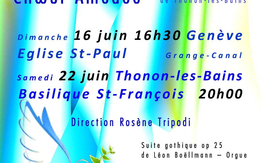 Dimanche 16 juin à 16h30, Concert Choeur et Orgue