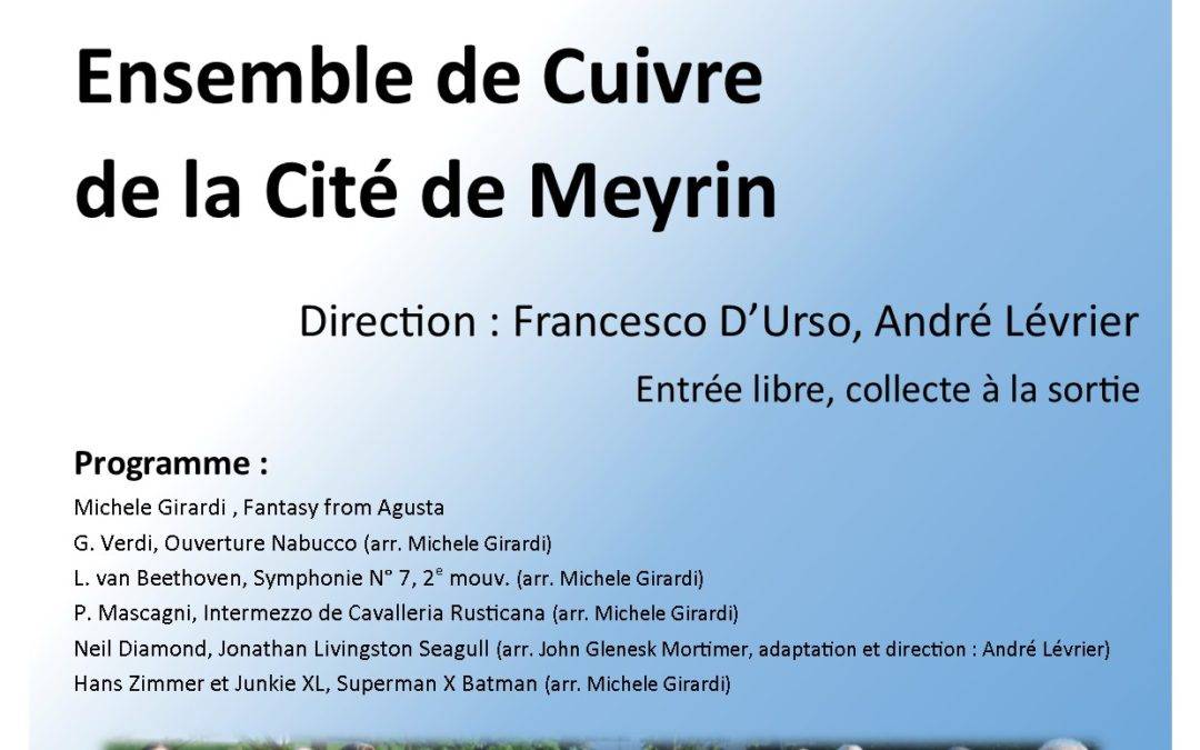 Jeudi 6 juin à 20h30, Concert de l’Ensemble de Cuivres de la Cité de Meyrin